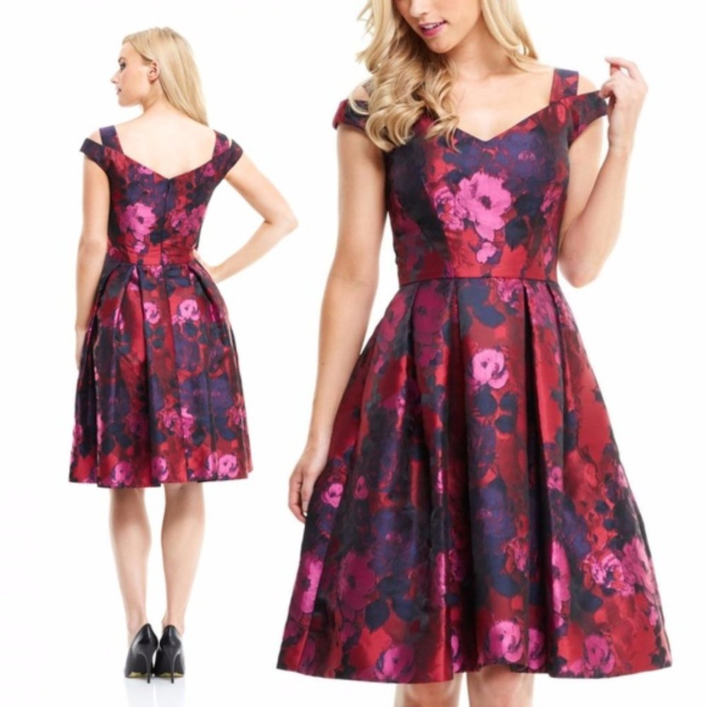 Maggie London Women's Floral Brocade Fit and Flare cocktail dress 10 (14P)